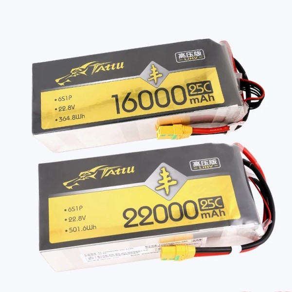 Hot Sales TATTU High Voltage Battery 6S 16000mAh 22000mAh 22.8V 25C XT90S Plug Agricultural Drone Special High Voltage